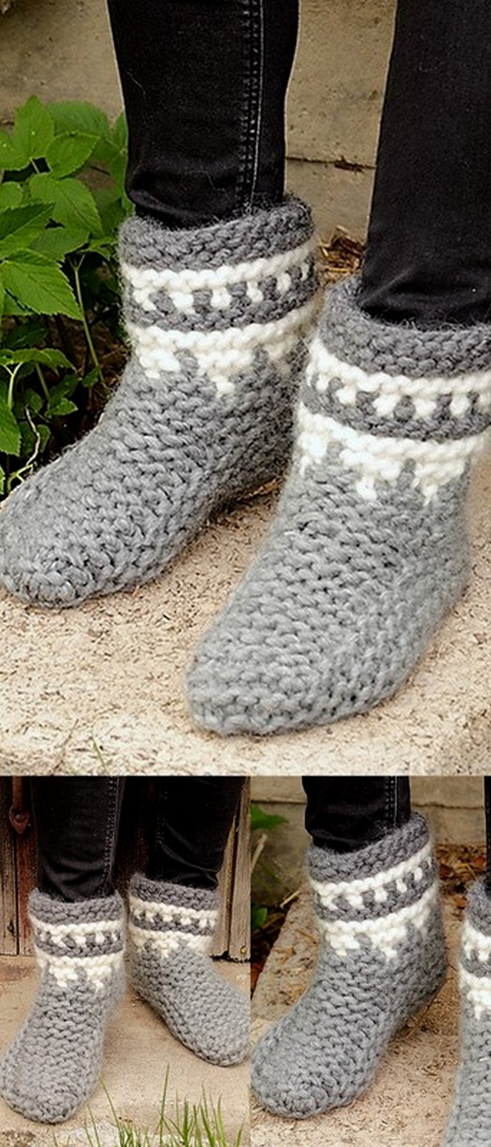 Free Crochet Knitted Slippers