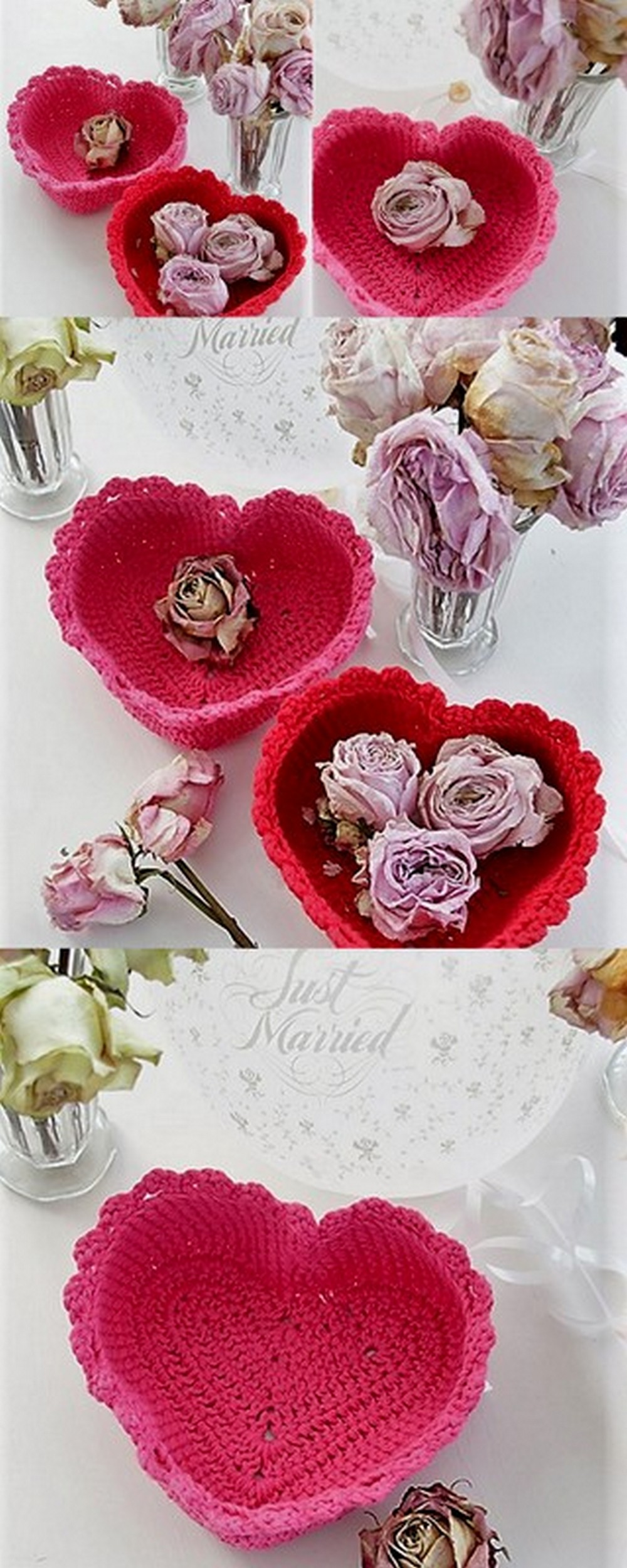 Free Knitted Crochet Pattern Heart Shaped Basket For Valentine