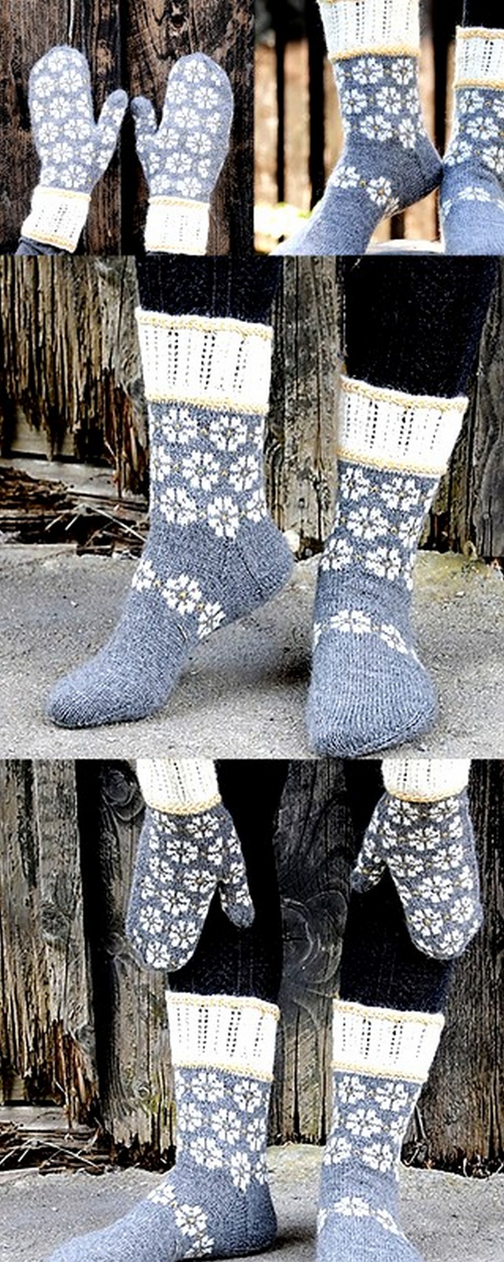 Knitted Crochet socks Nordic pattern