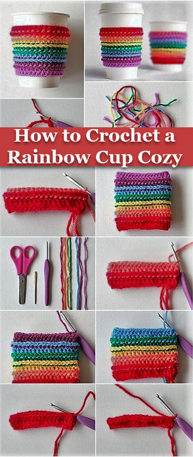 Free Crochet Pattern Rainbow Cup Cozy