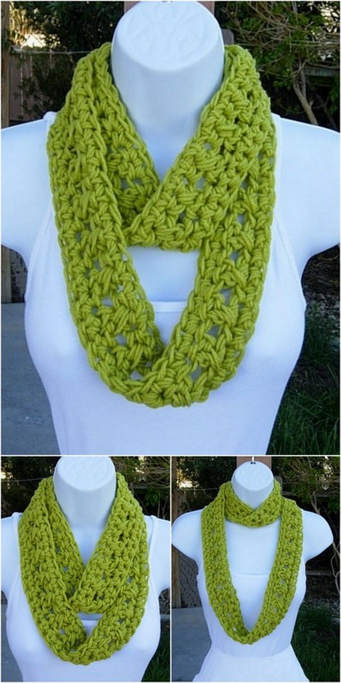 Small Lime Green Crochet Infinity Scarf