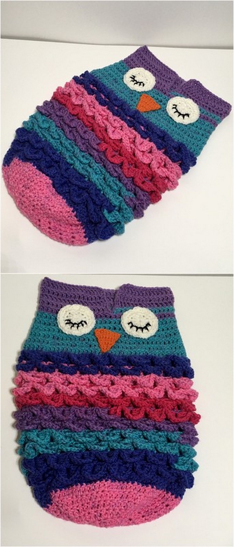 Owl Theme Folding Cap Free Crochet Pattern