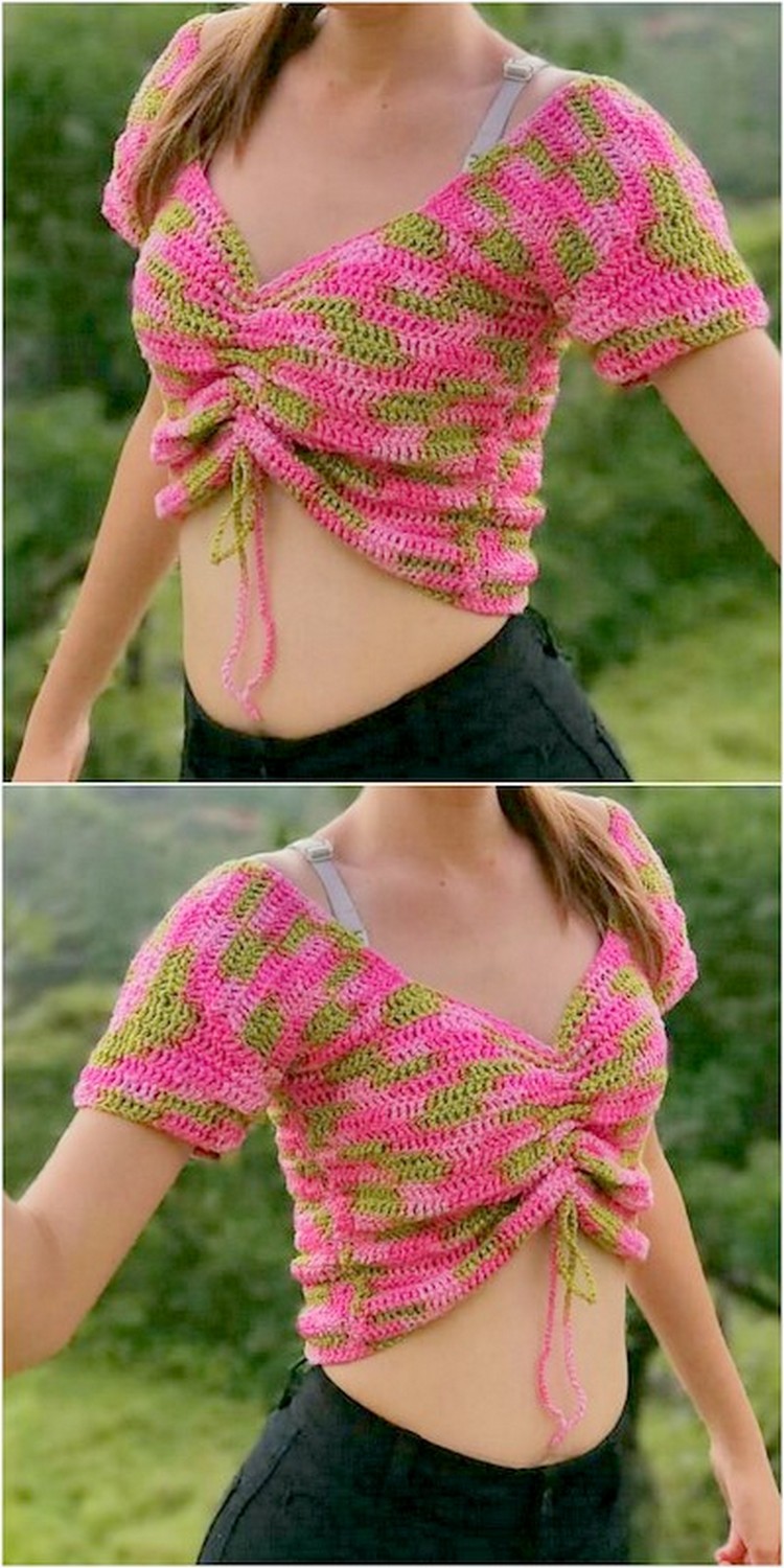 V Shape neck Blouse Free Crochet Pattern