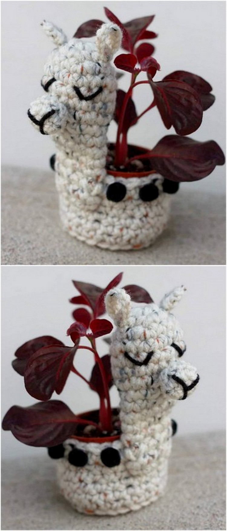 Animal Face Flower Vase Free Crochet Pattern