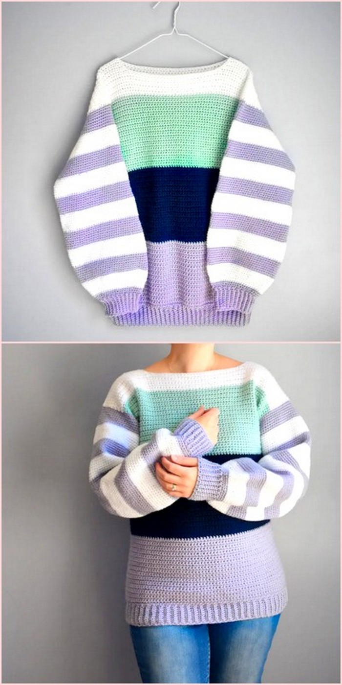 Comfy Crochet Colorblock Sweater