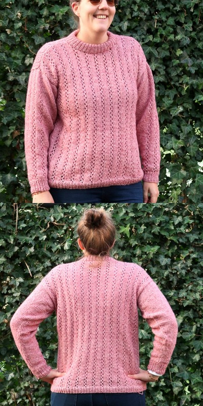 Lily Easy Lace Knit Sweater Pattern