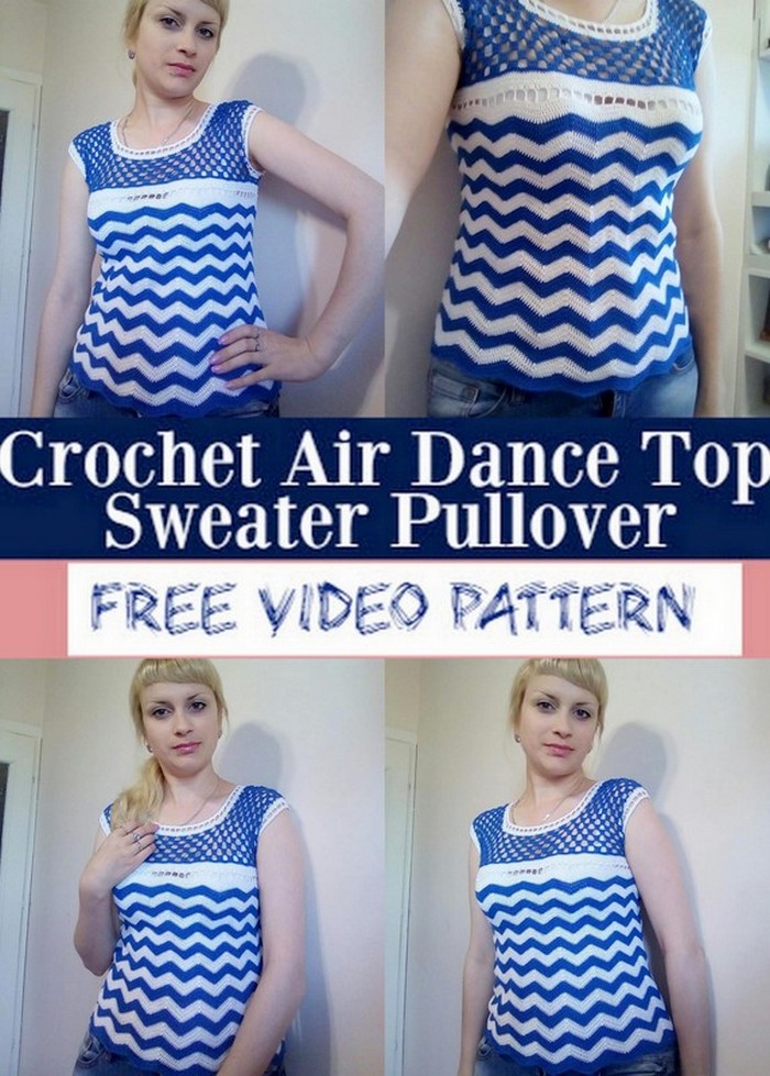 Crochet Air Dance Top Sweater Pullover