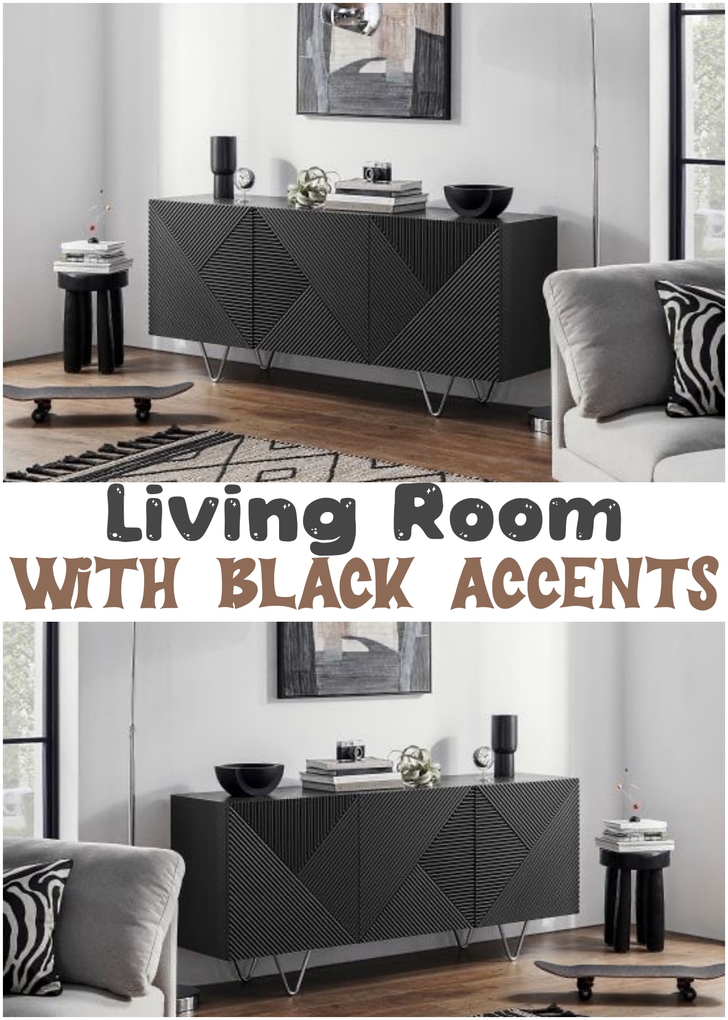 Living Room With Black Accents