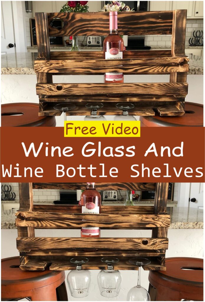 Wine glass and wine bottle shelves
