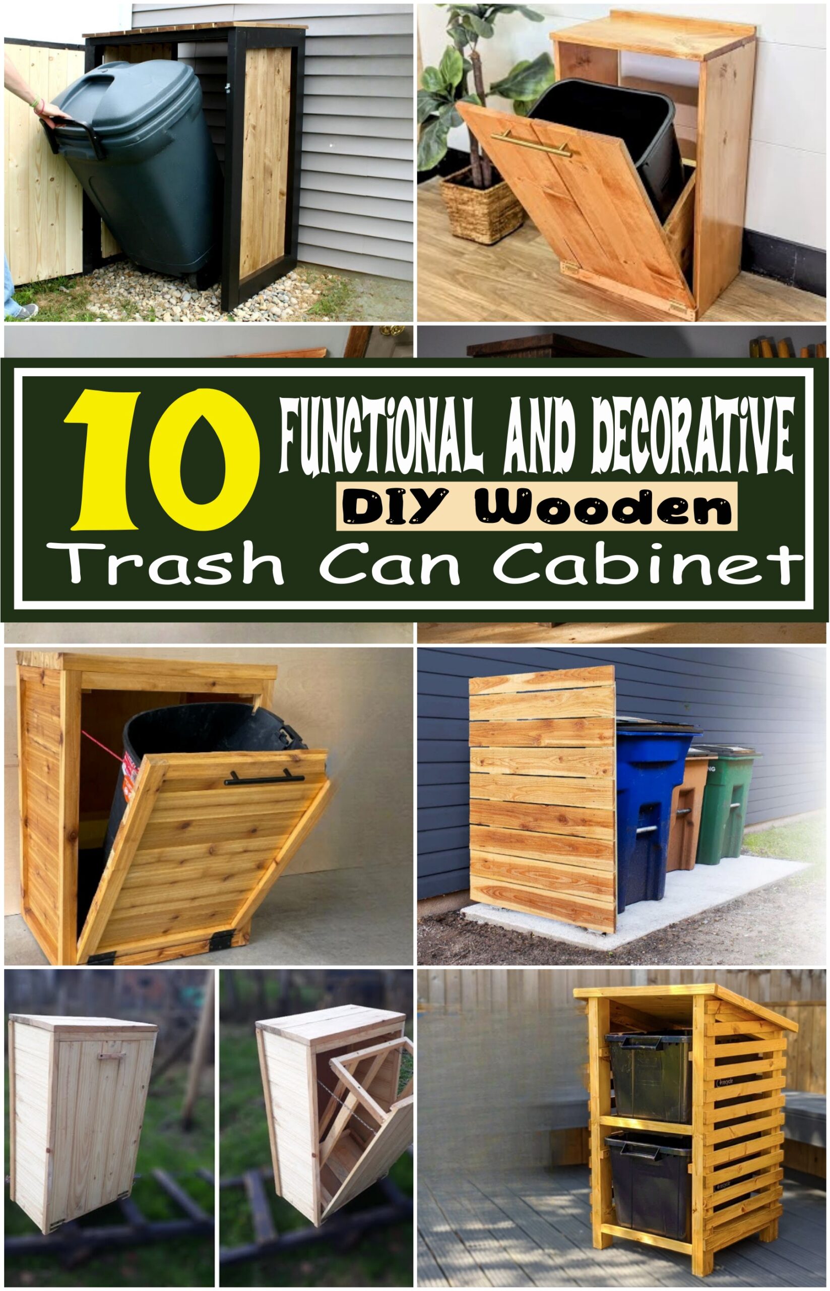Functional And Decorative DIY Wooden Trash Can Cabinet