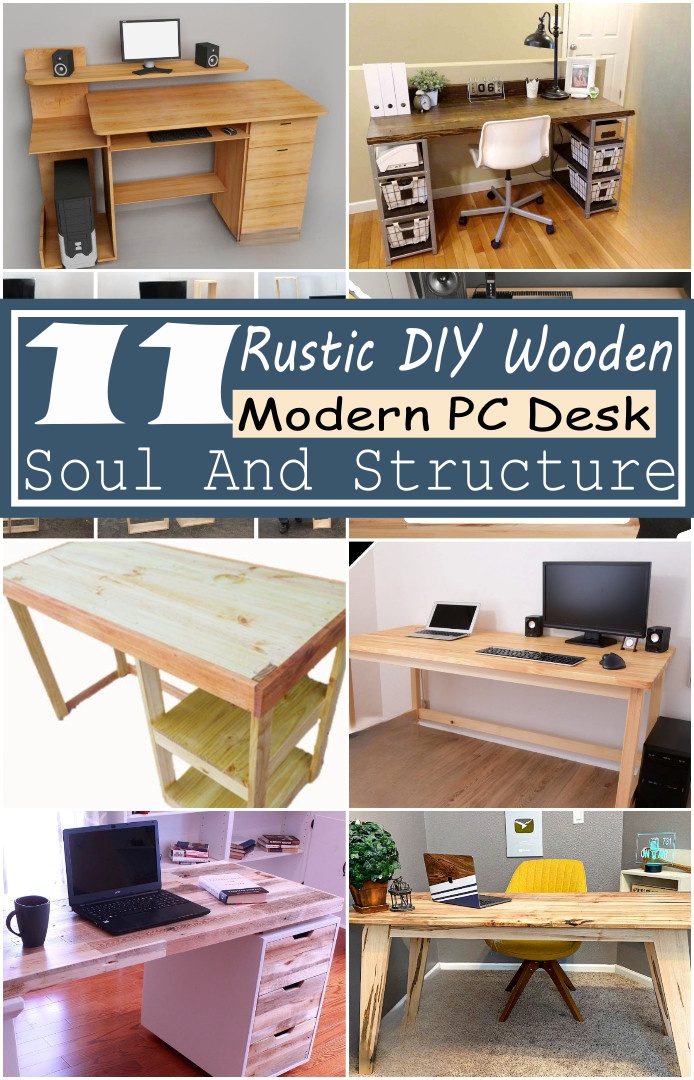 Rustic DIY Wooden Modern PC Desk Soul And Structure